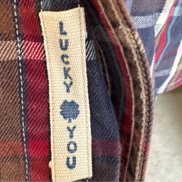 SOLD Lucky Brand Men’s Shirt Long Sleeve Button Down Blue and Red Plaid Size Med - Picture 6 of 6